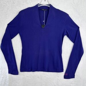 B Hearst Womens NWT Long Sleeve V Neck Top Purple Cotton Size Small